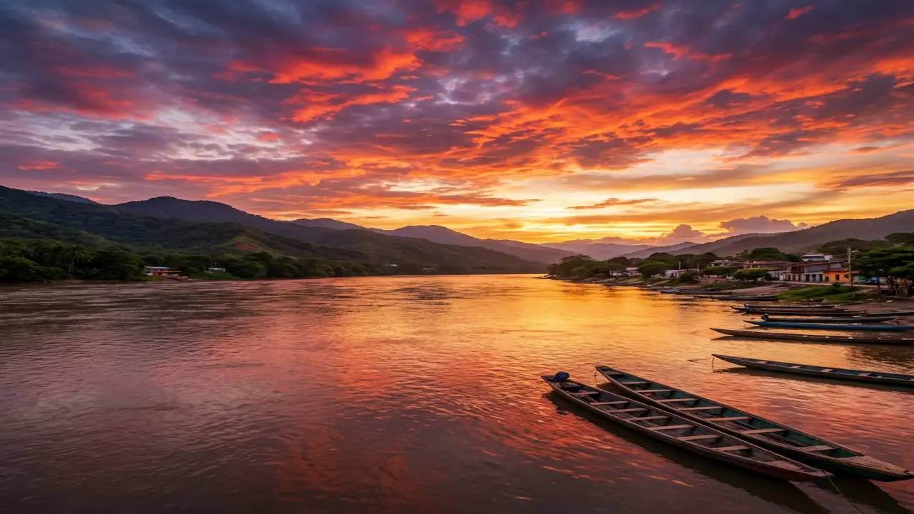Atardecer sobre el río Magdalena
